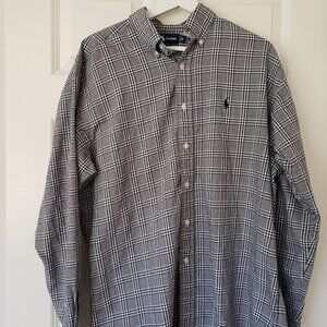 Ralph Lauren Blake Shirt Medium Blue Black Plaid Long Sleeve Button Down Cotton